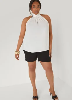 Crepe High Neck Top