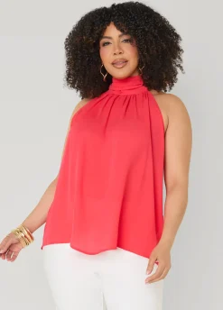 Crepe High Neck Top