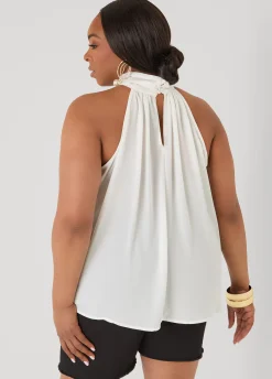 Crepe High Neck Top