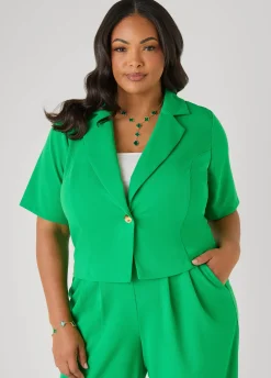 Cropped Crepe Blazer