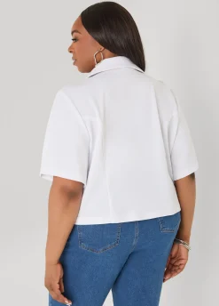 Cropped Stretch Crepe Blazer