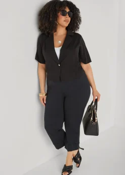 Cropped Stretch Crepe Blazer