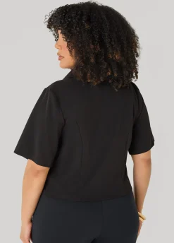 Cropped Stretch Crepe Blazer