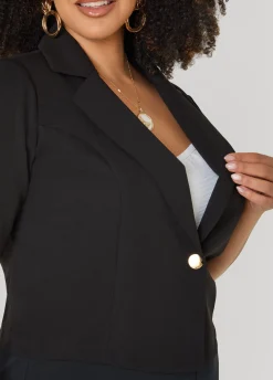 Cropped Stretch Crepe Blazer