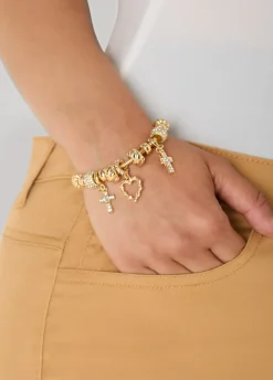 Cross And Heart Charm Bracelet