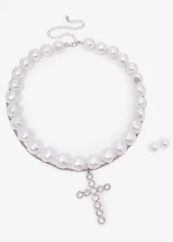 Cross Layered Necklace Set