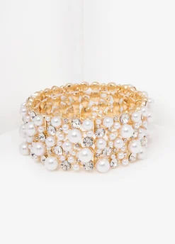Crystal And Faux Pearl Bracelet