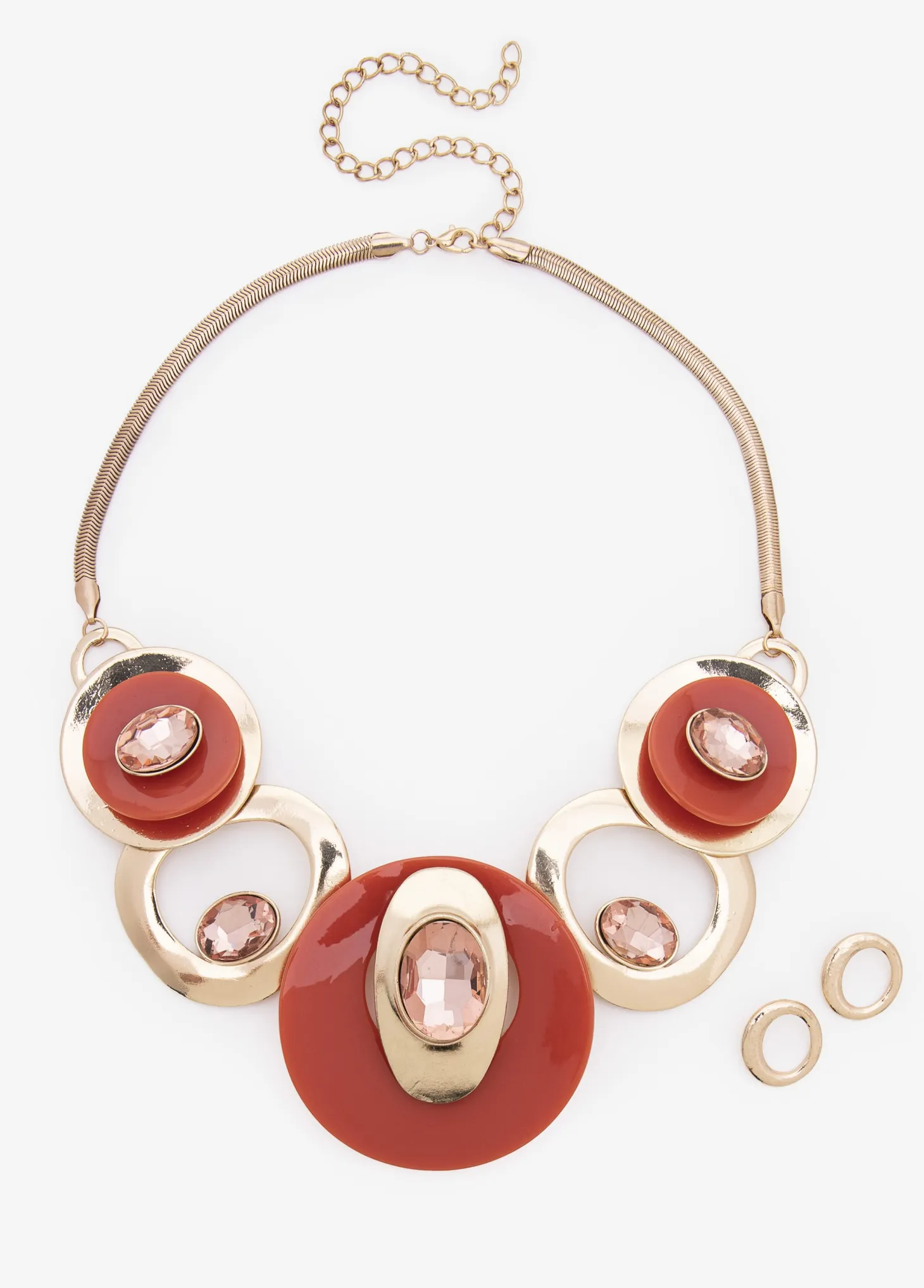 Crystal Hammered Necklace Set