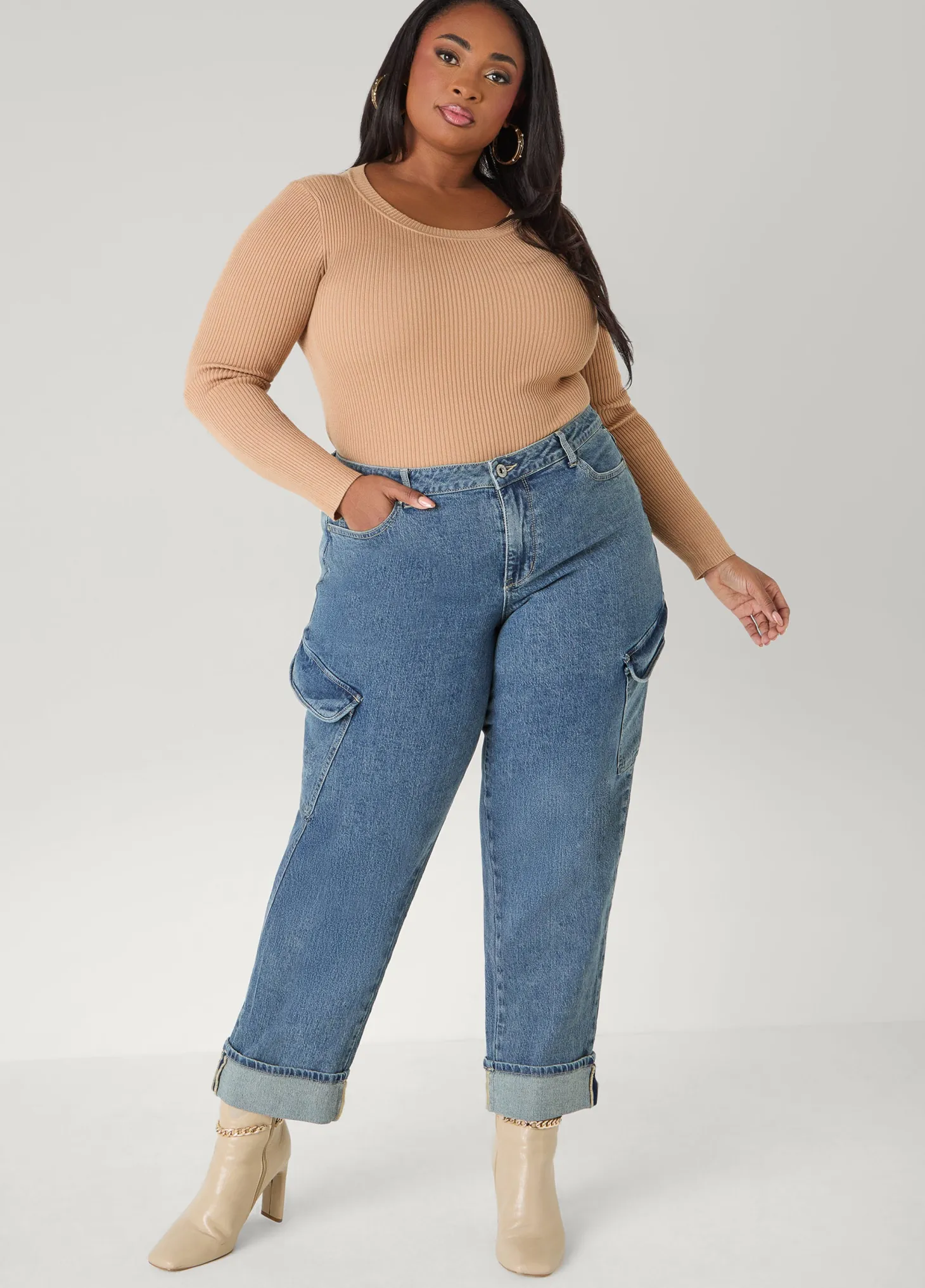 Cuffed Barrel Jeans