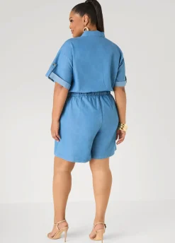 Cuffed Chambray Romper