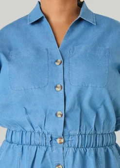 Cuffed Chambray Romper