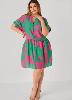 Cuffed Floral Babydoll Dress