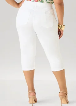 Cuffed Stretch Denim Capris