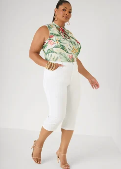 Cuffed Stretch Denim Capris
