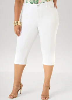 Cuffed Stretch Denim Capris