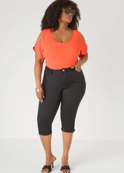 Cuffed Stretch Denim Capris