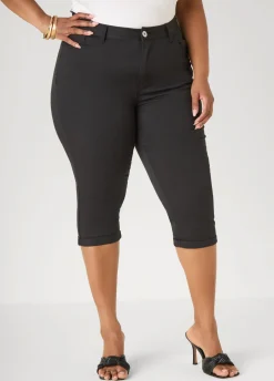 Cuffed Stretch Denim Capris