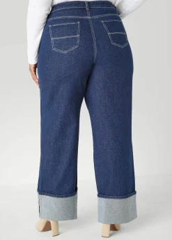 Cuffed Wide Leg Jeans