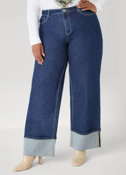 Cuffed Wide Leg Jeans