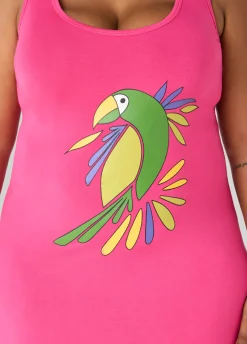 Cutout Parrot Midi Tank Dress