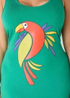 Cutout Parrot Midi Tank Dress