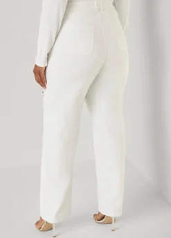 Cutout Studded Straight Leg Jeans