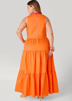 Cutout Two Tone Maxi Dress