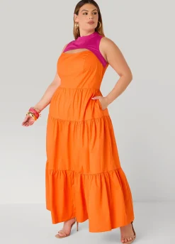 Cutout Two Tone Maxi Dress