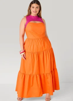 Cutout Two Tone Maxi Dress
