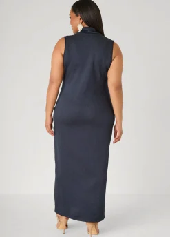 Denim Cowl Neck Bodycon Dress