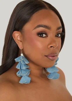 Denim Petal Earrings