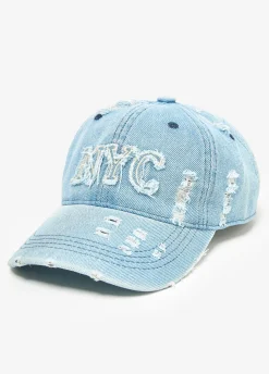 Distressed NYC Denim Baseball Hat