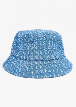 Distressed Sequin Denim Bucket Hat