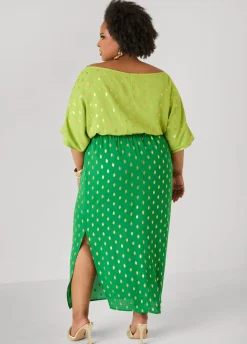Dotted Two Tone Maxi Dress