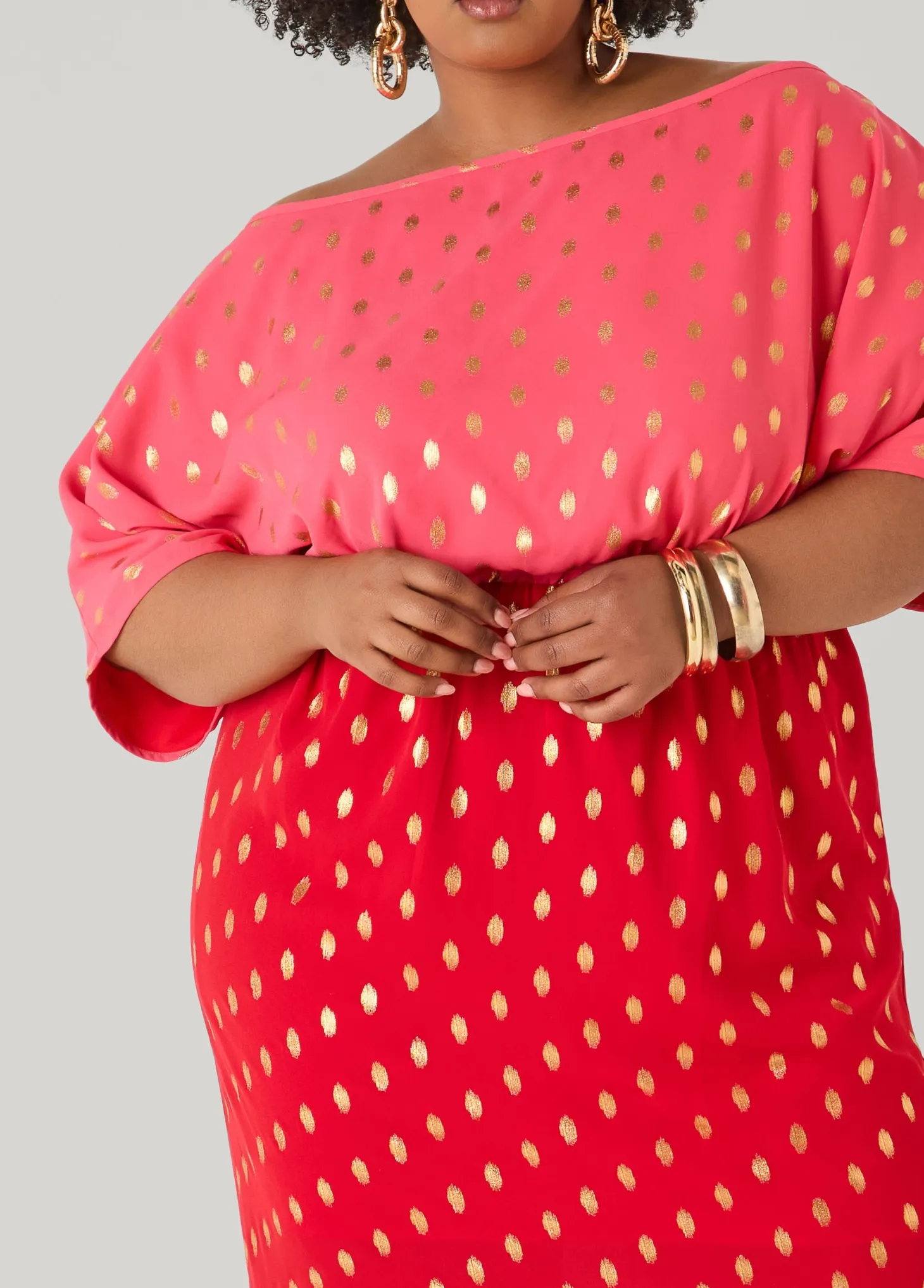 Dotted Two Tone Maxi Dress