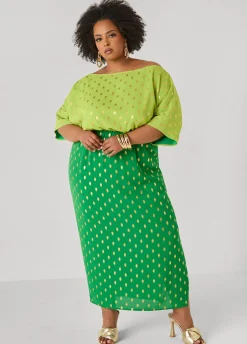 Dotted Two Tone Maxi Dress