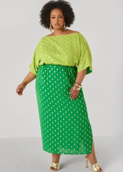 Dotted Two Tone Maxi Dress