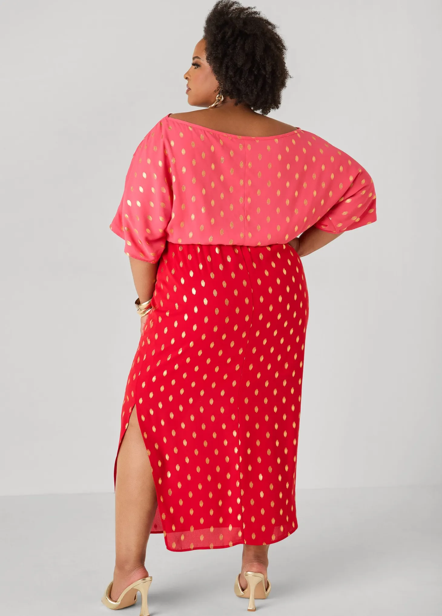 Dotted Two Tone Maxi Dress