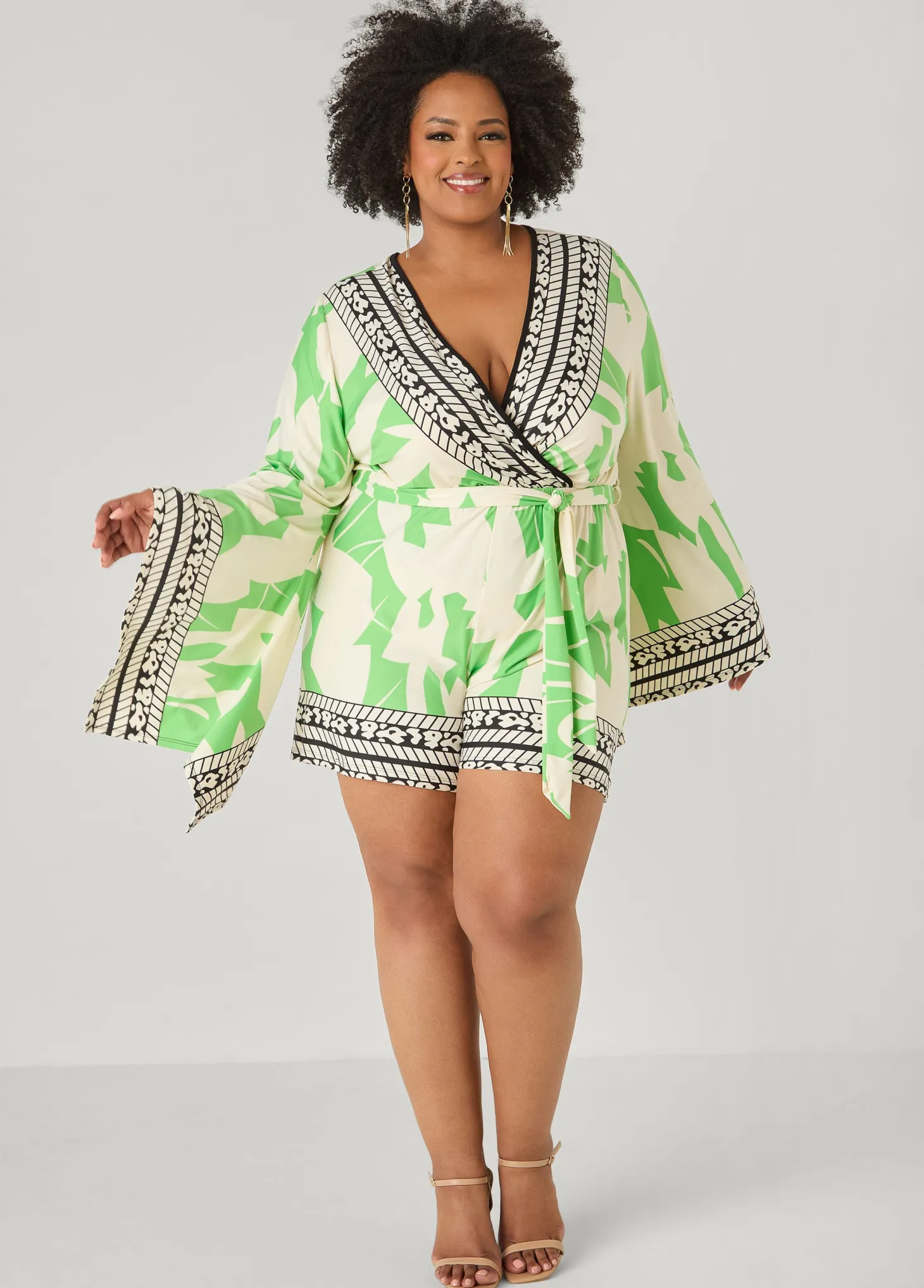 Drama Sleeved Printed Romper
