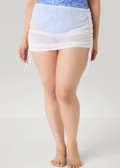 Drawstring Mesh Skirt Cover Up