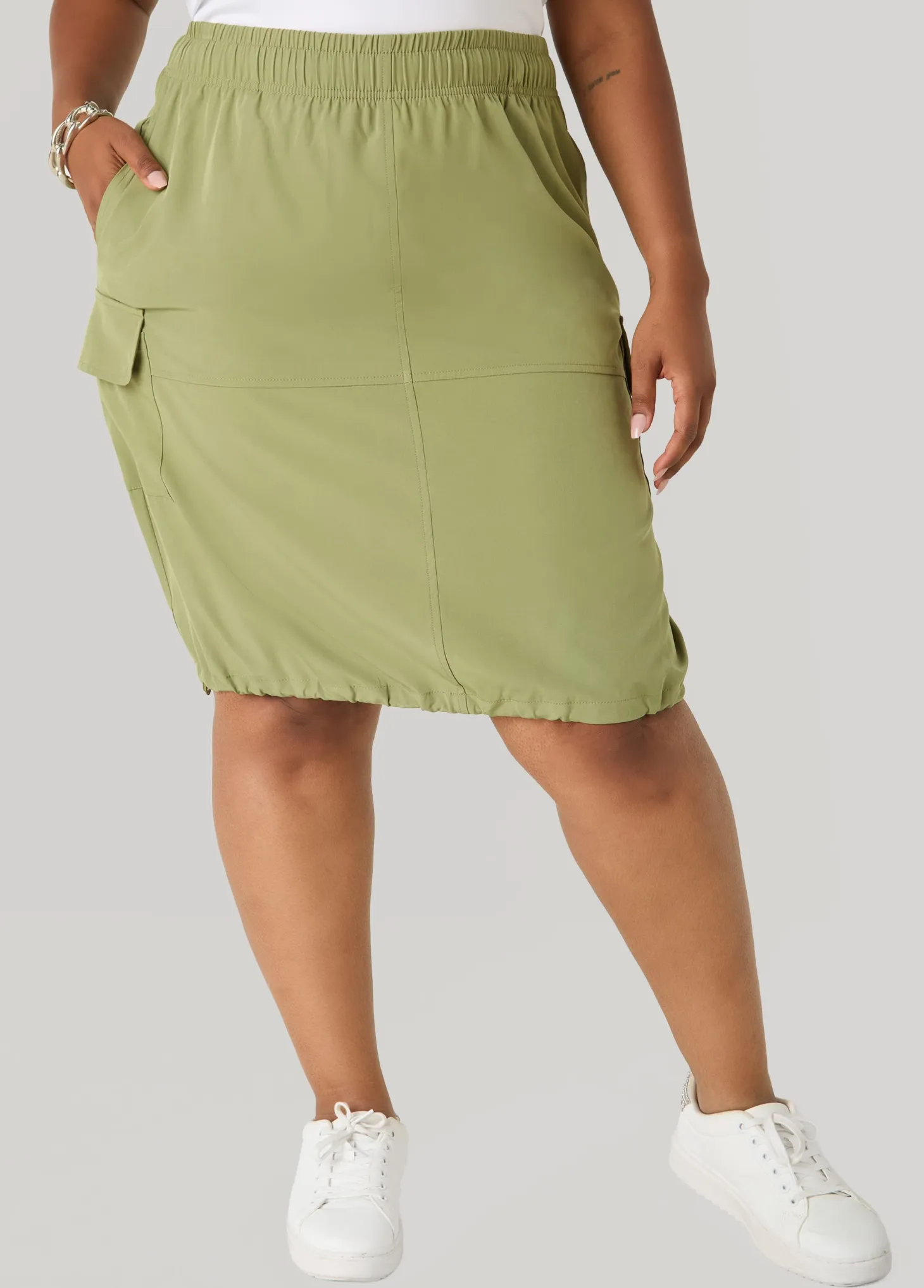 Drawstring Slip On Cargo Skirt