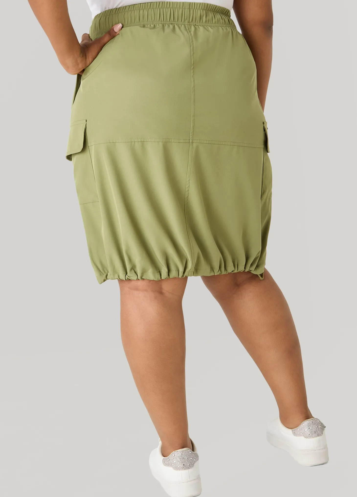 Drawstring Slip On Cargo Skirt