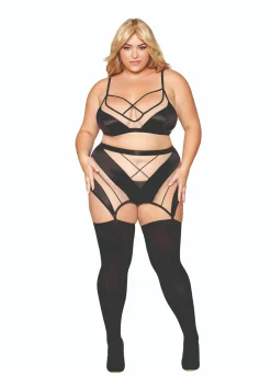 Dreamgirl Bralette Garter Skirt And G String Set