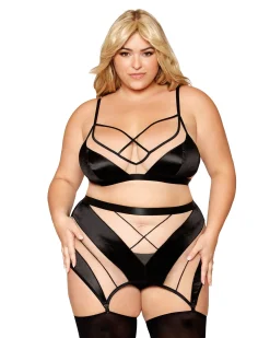 Dreamgirl Bralette Garter Skirt And G String Set
