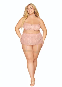 Dreamgirl Bralette Garter Skirt And Choker Set