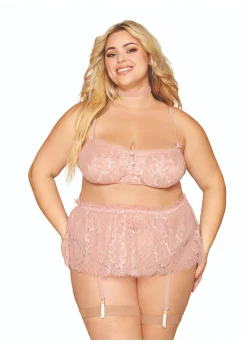 Dreamgirl Bralette Garter Skirt And Choker Set