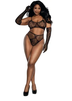 Dreamgirl Bralette Panty and Gloves Set