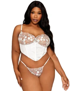 Dreamgirl Embroidered Bustier And G String Set