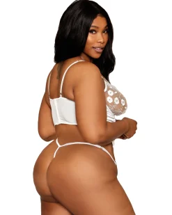 Dreamgirl Embroidered Bustier And G String Set