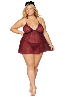 Dreamgirl Embroidery Babydoll And G String Set